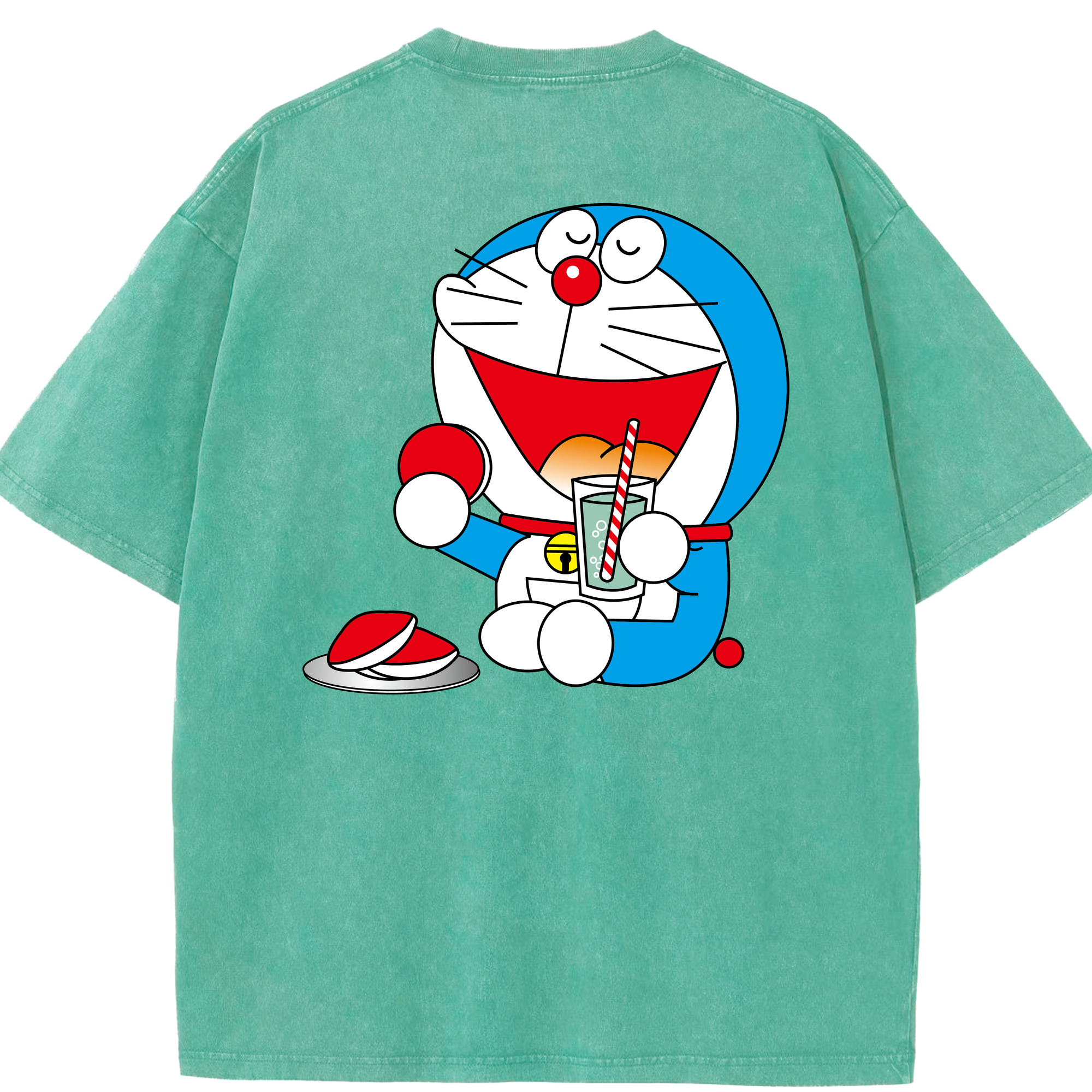 （画像用） ドラえもん Doraemon 綿100% ヴィンテージ風 半袖Tシャツ（背面プリント）